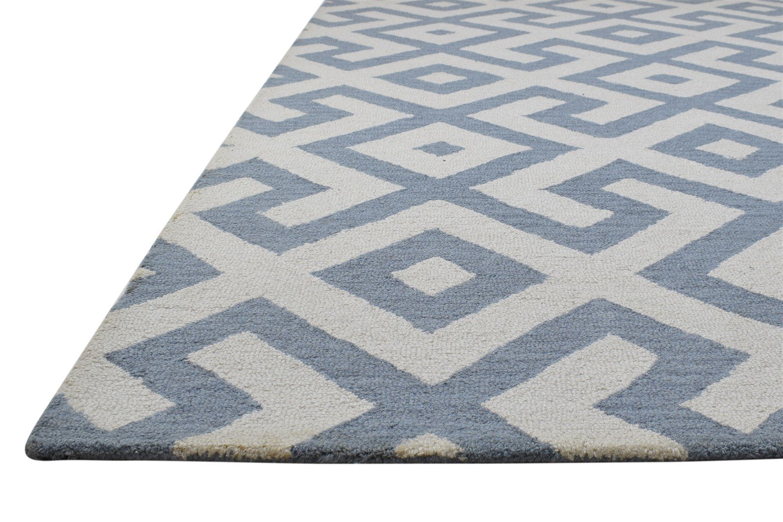 Wool Grey Rug 5' X 8' Modern Hand Tufted Scandinavian Geometric Room Size Carpet 