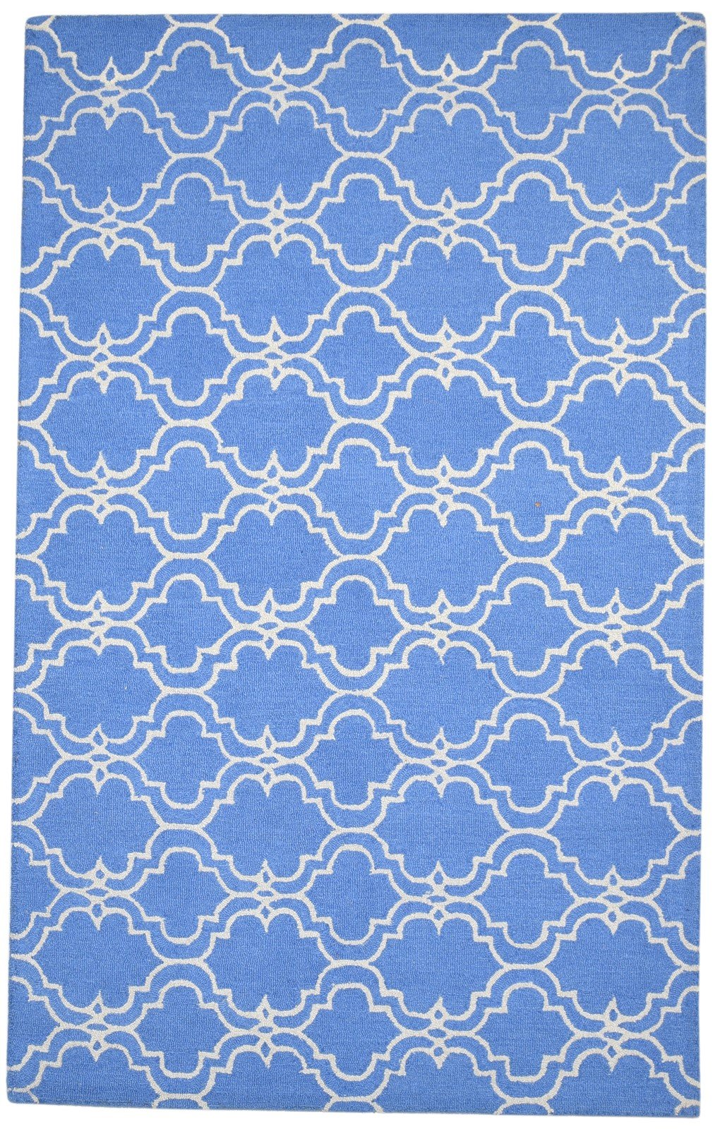 5' X 8' Rug Wool Blue Modern Hand Tufted Moroccan Trellis Room Size Carpet 