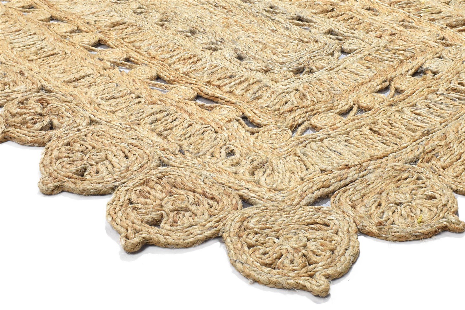 Beige Jute Rug 4' X 6' Modern Hand Woven Scandinavian Solid Room Size Carpet 