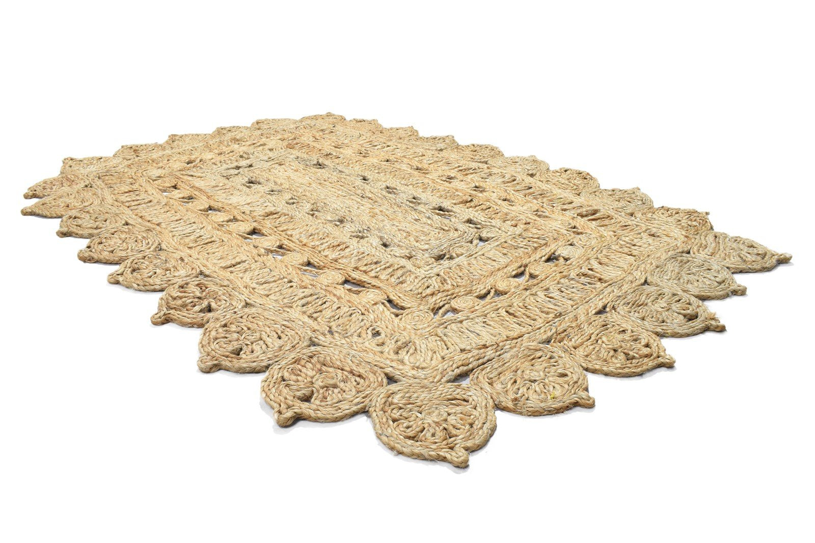 Beige Jute Rug 4' X 6' Modern Hand Woven Scandinavian Solid Room Size Carpet 