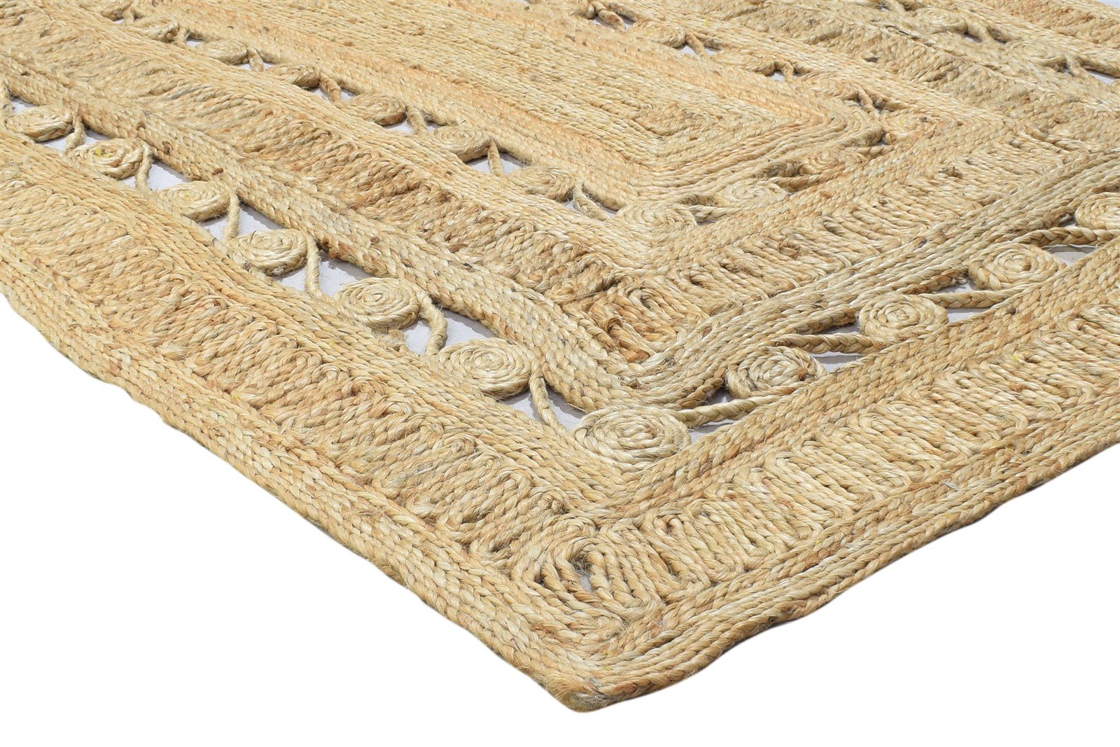 Jute Beige Rug 4' X 6' Modern Hand Woven Scandinavian Solid Room Size Carpet 