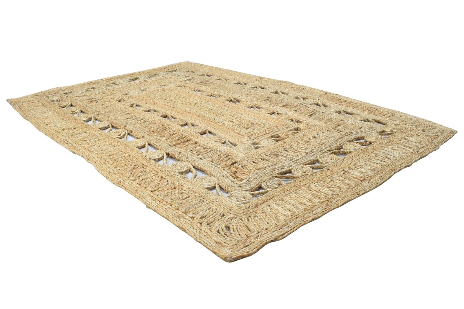 Jute Beige Rug 4' X 6' Modern Hand Woven Scandinavian Solid Room Size Carpet 