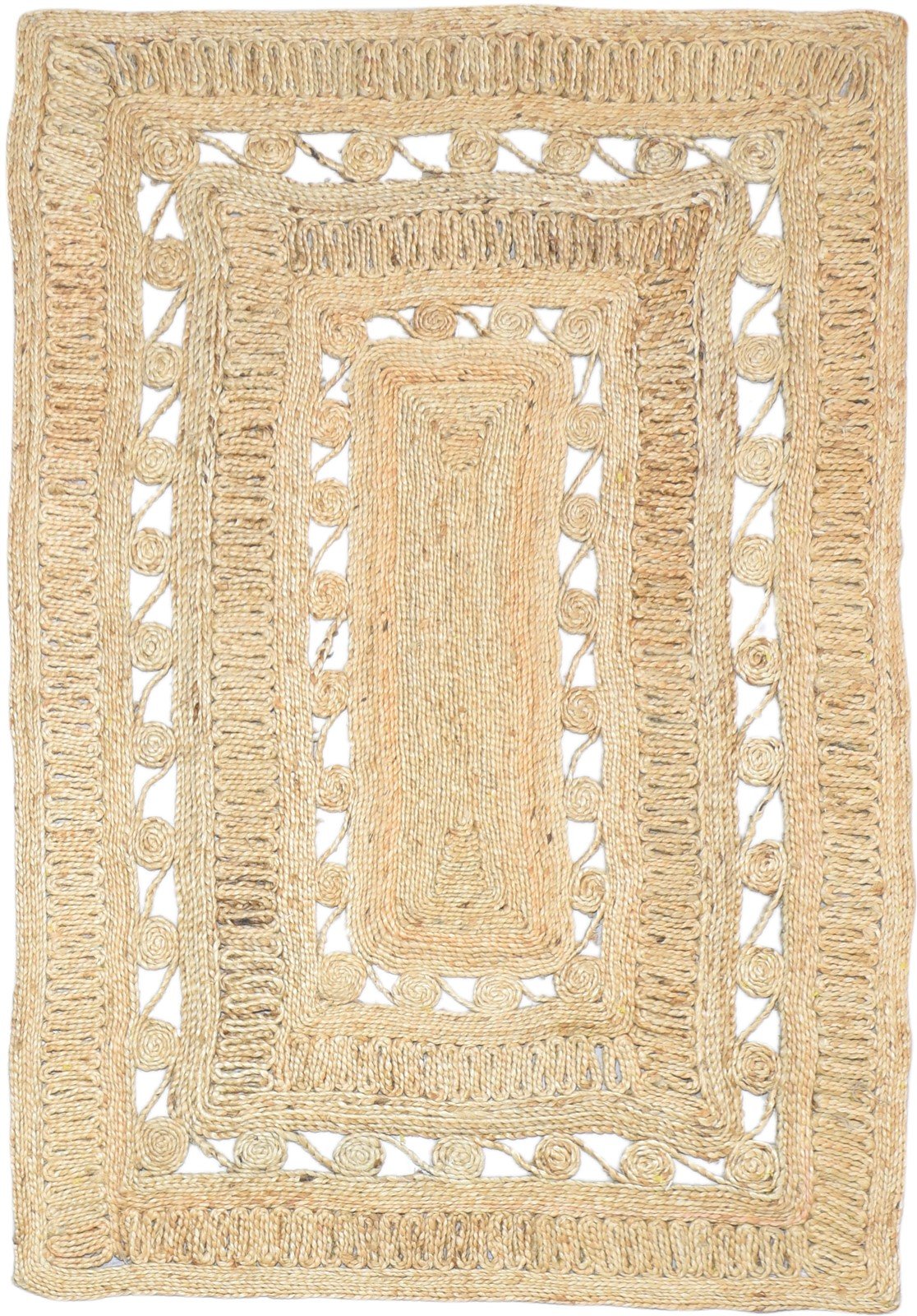 Jute Beige Rug 4' X 6' Modern Hand Woven Scandinavian Solid Room Size Carpet 