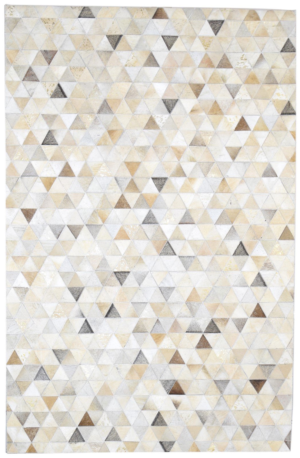 Leather Beige Rug 5X8 Modern Hand Woven Scandinavian Triangles Room Size Carpet 