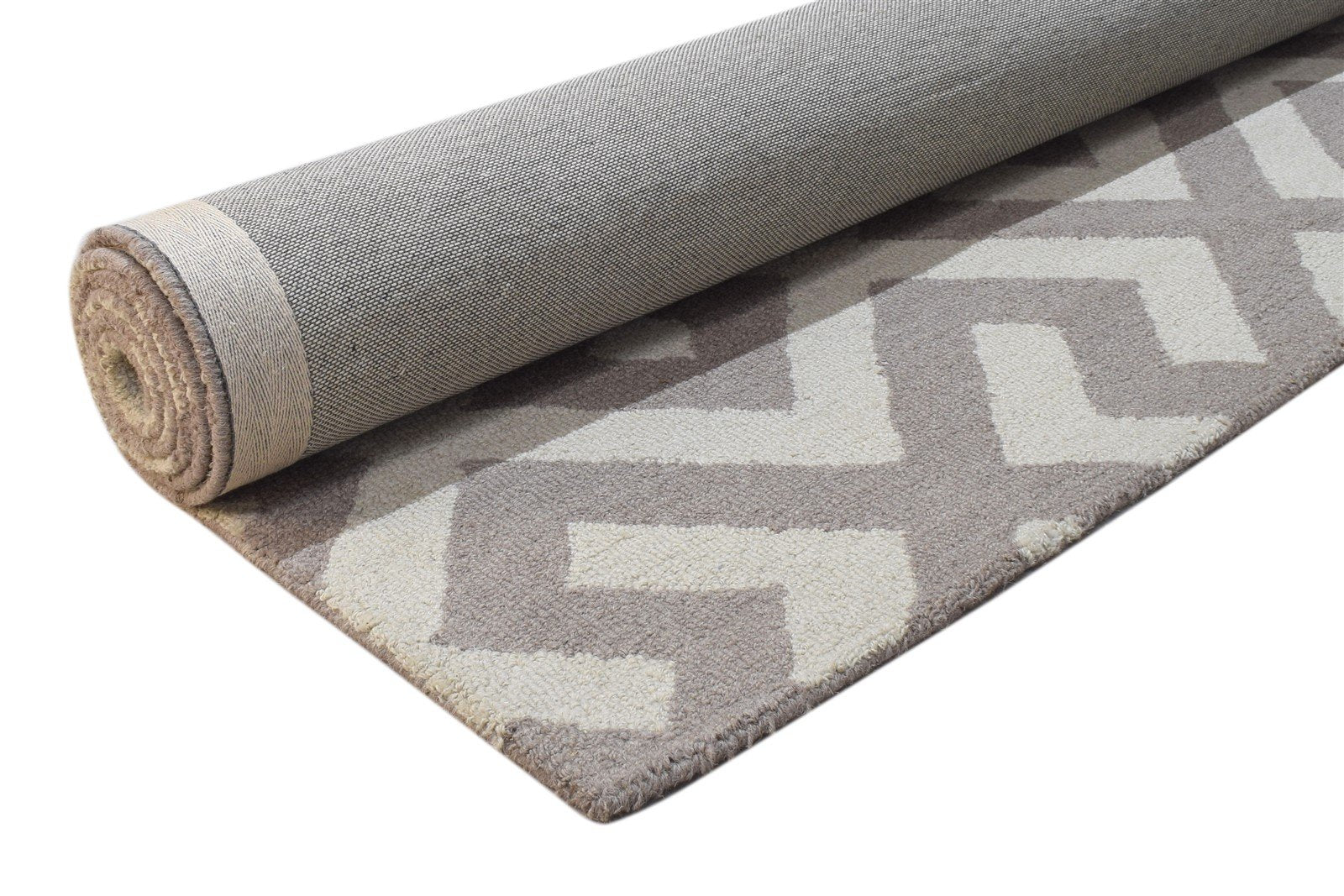 Sand Wool Rug 5' X 8' Modern Hand Tufted Scandinavian Geometric Room Size Carpet 