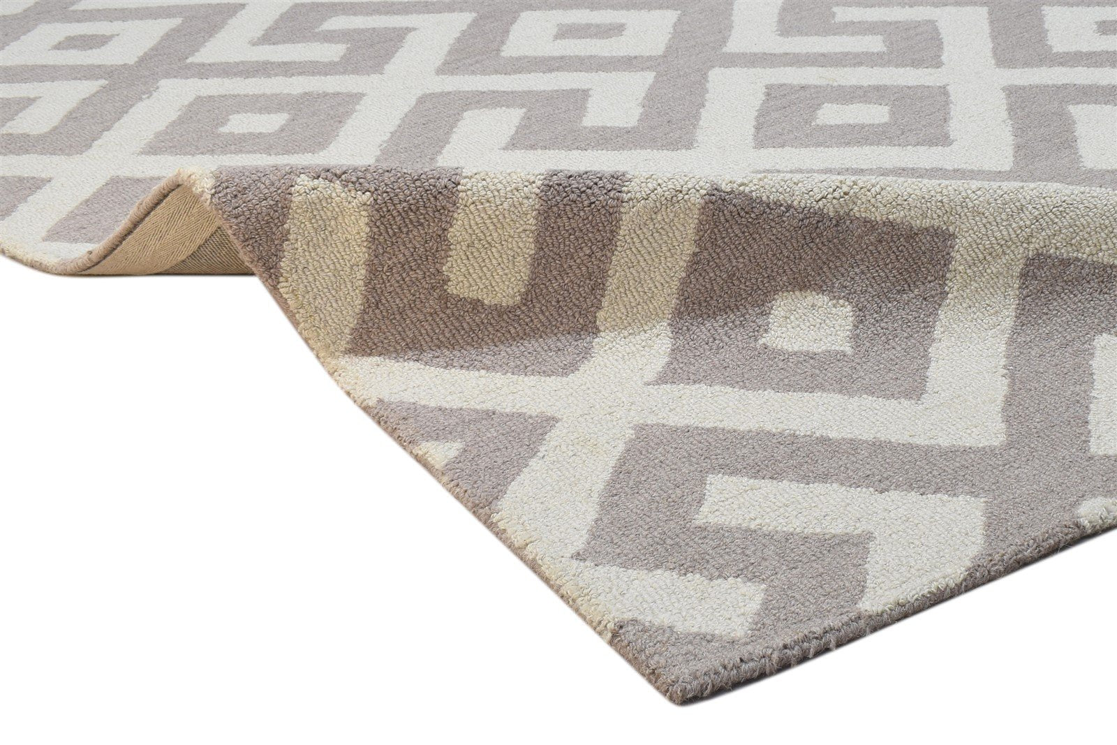 Sand Wool Rug 5' X 8' Modern Hand Tufted Scandinavian Geometric Room Size Carpet 