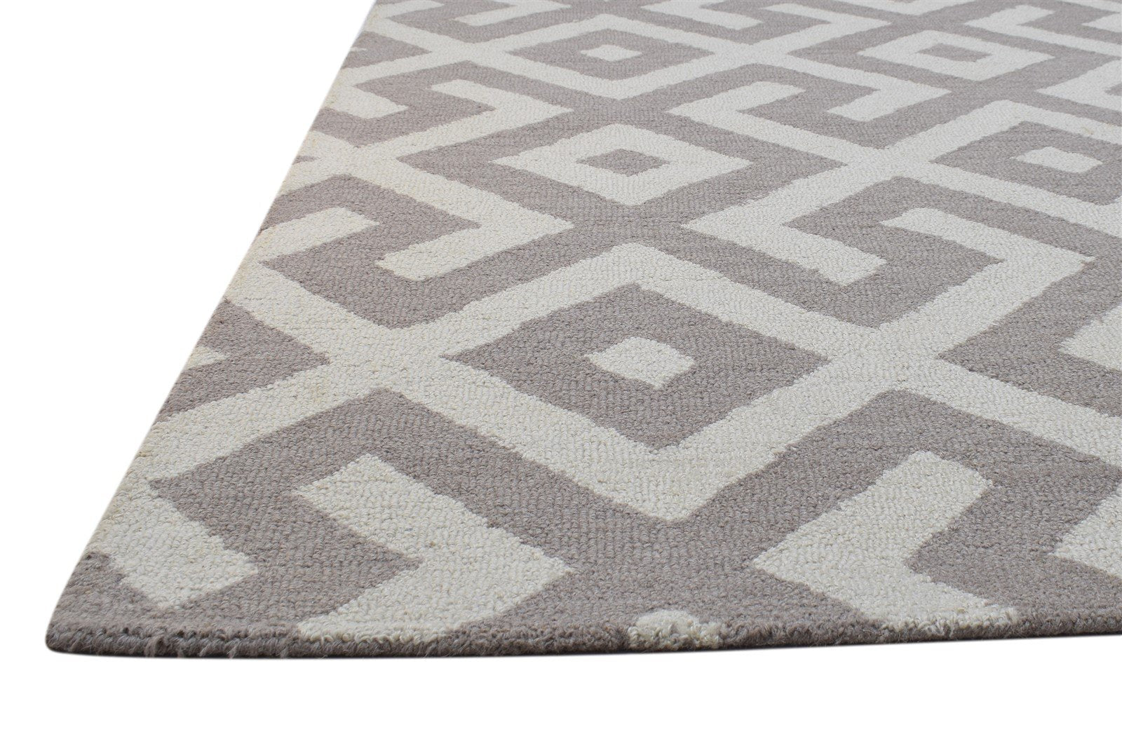 Sand Wool Rug 5' X 8' Modern Hand Tufted Scandinavian Geometric Room Size Carpet 