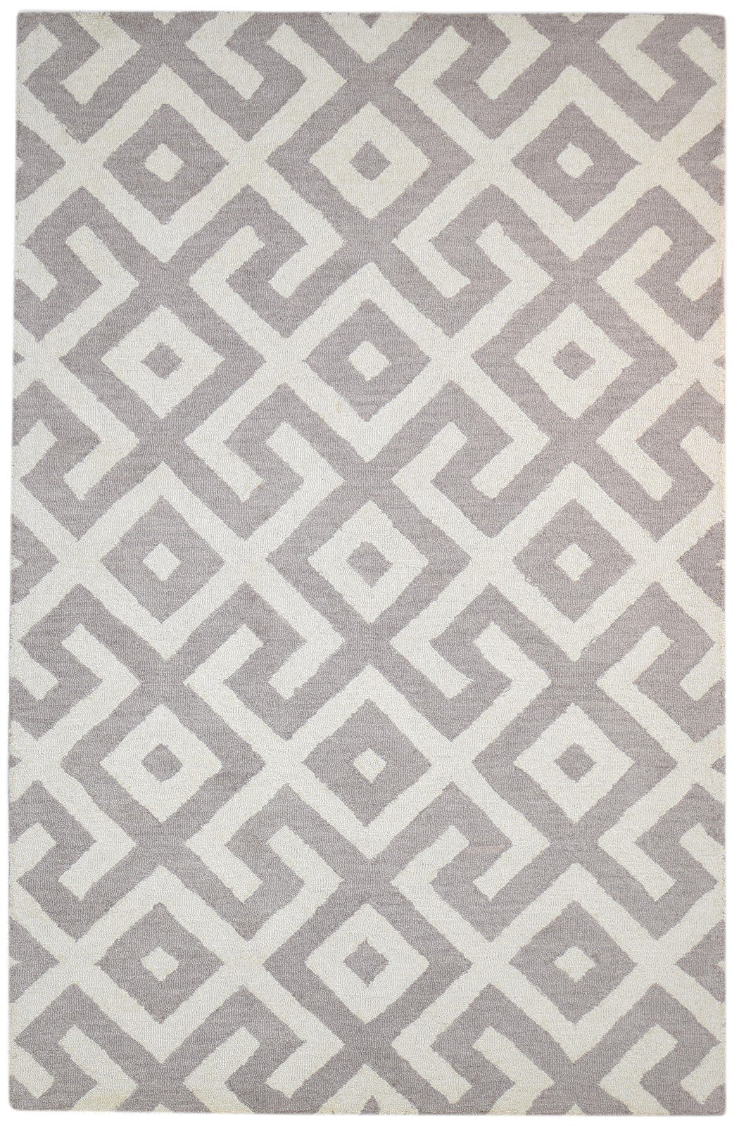 Sand Wool Rug 5' X 8' Modern Hand Tufted Scandinavian Geometric Room Size Carpet 