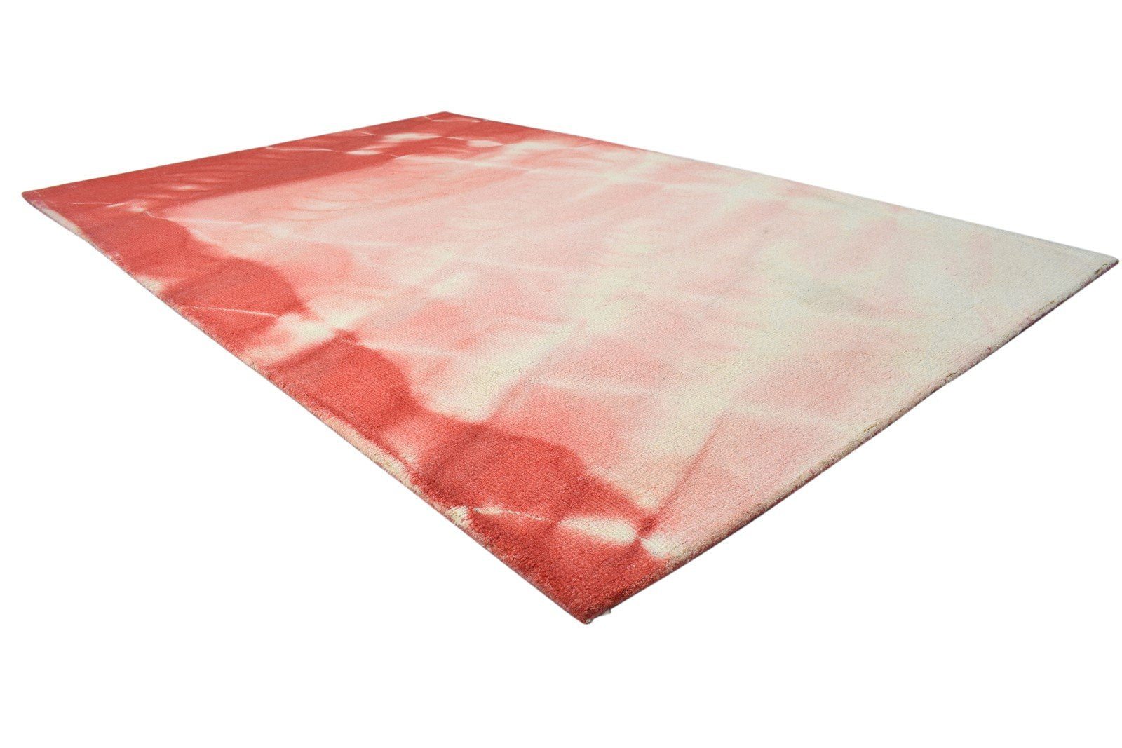 5' X 8' Rug Wool Red Modern Hand Tufted Shibori Tie Dye Room Size Carpet 