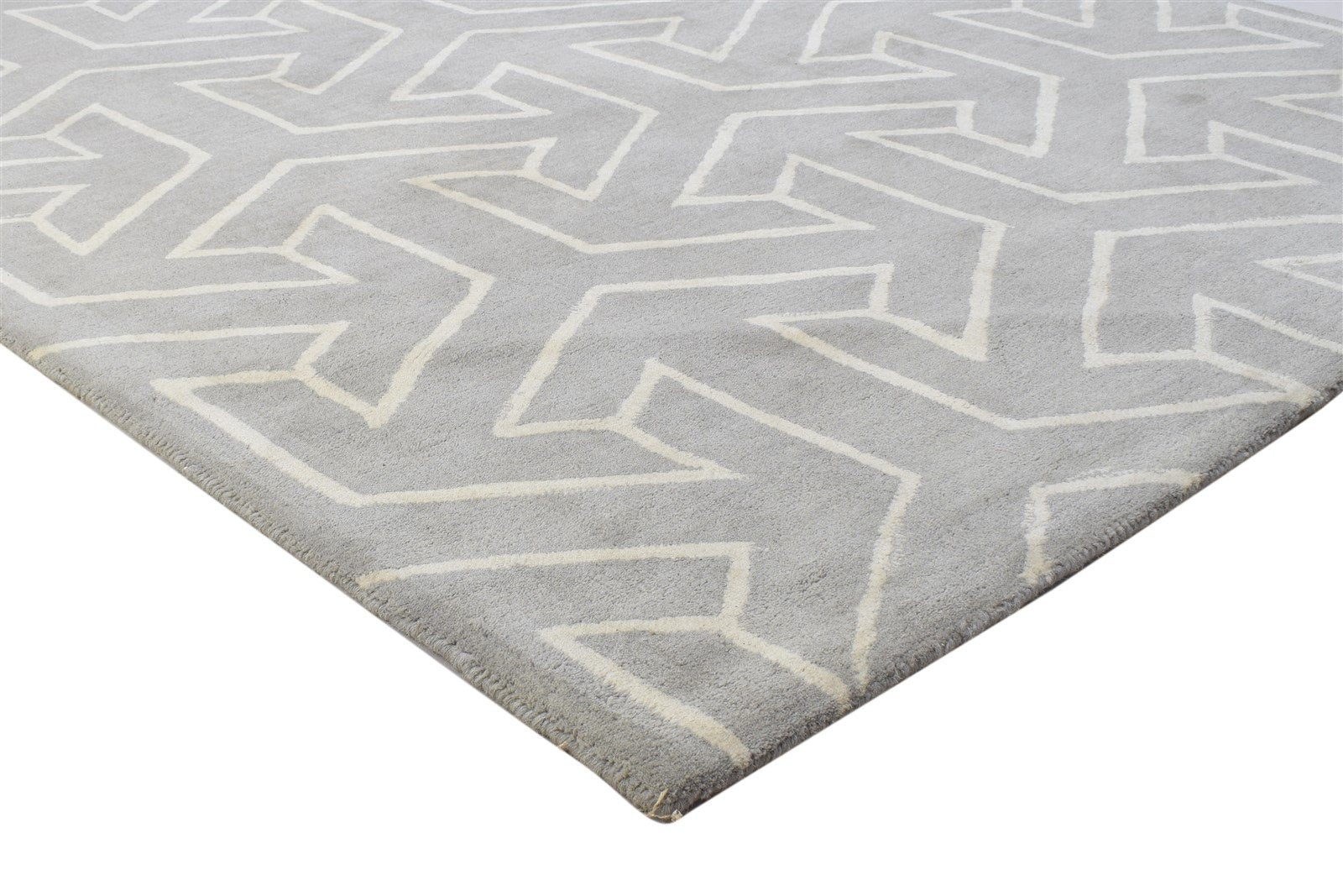 Hand Tufted Grey Wool Rug 5' X 8' Modern Indian Arrow Room Size Carpet 