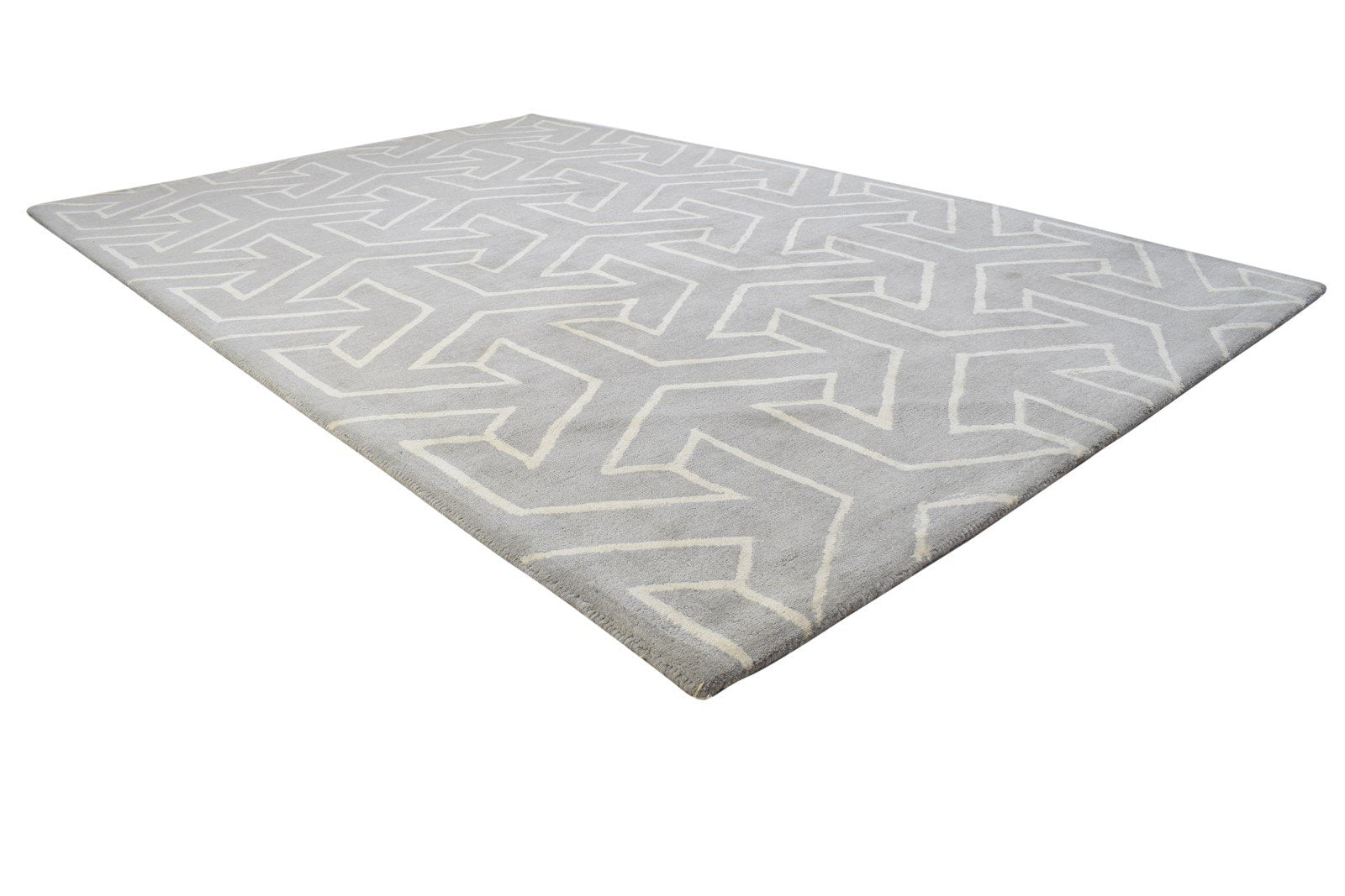 Hand Tufted Grey Wool Rug 5' X 8' Modern Indian Arrow Room Size Carpet 