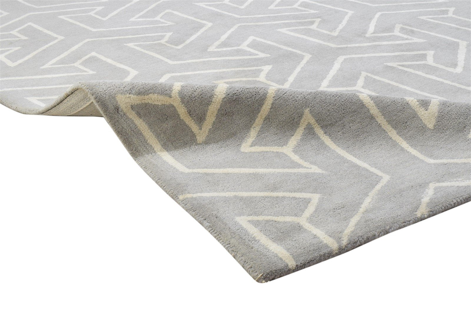 Hand Tufted Grey Wool Rug 5' X 8' Modern Indian Arrow Room Size Carpet 