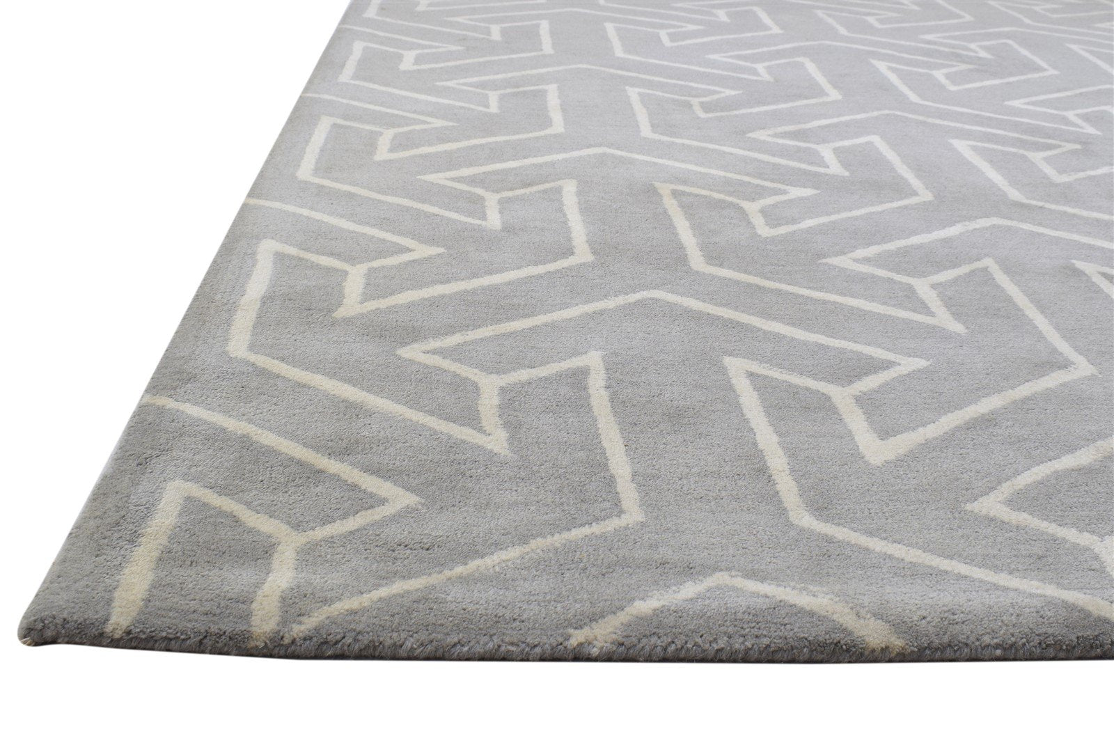 Hand Tufted Grey Wool Rug 5' X 8' Modern Indian Arrow Room Size Carpet 