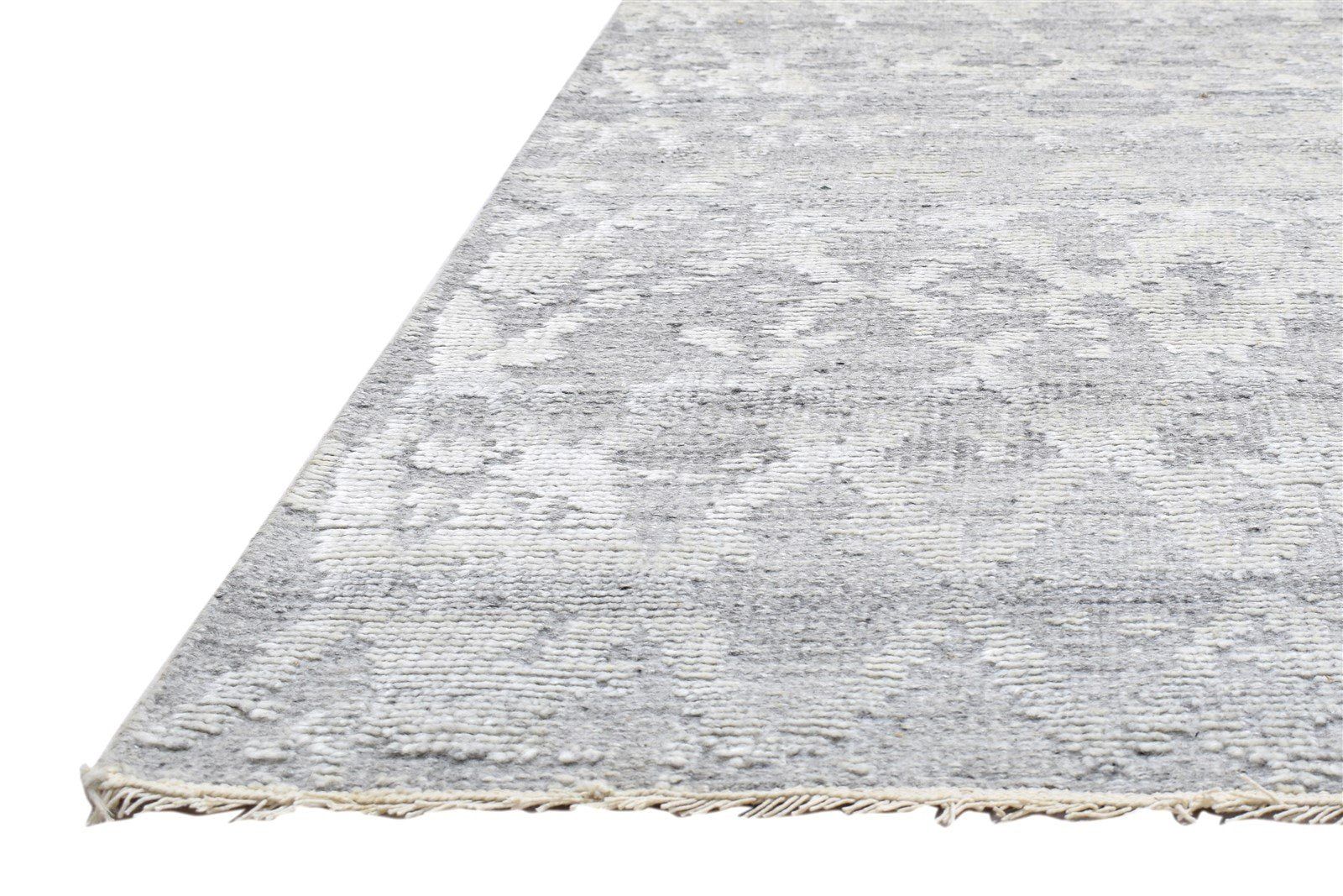 6' X 9' Rug Wool Silk Silver Modern Hand Knotted Moroccan Trellis Large Carpet