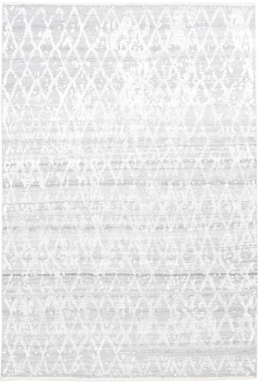 6' X 9' Rug Wool Silk Silver Modern Hand Knotted Moroccan Trellis Large Carpet