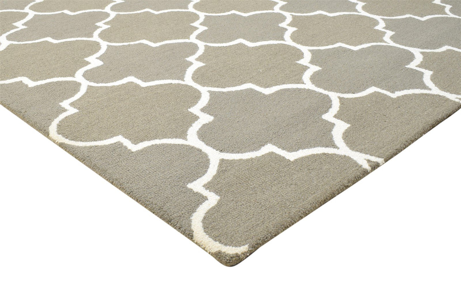 Hand Tufted Brown Wool Rug 5' X 8' Modern Moroccan Trellis Room Size Carpet 