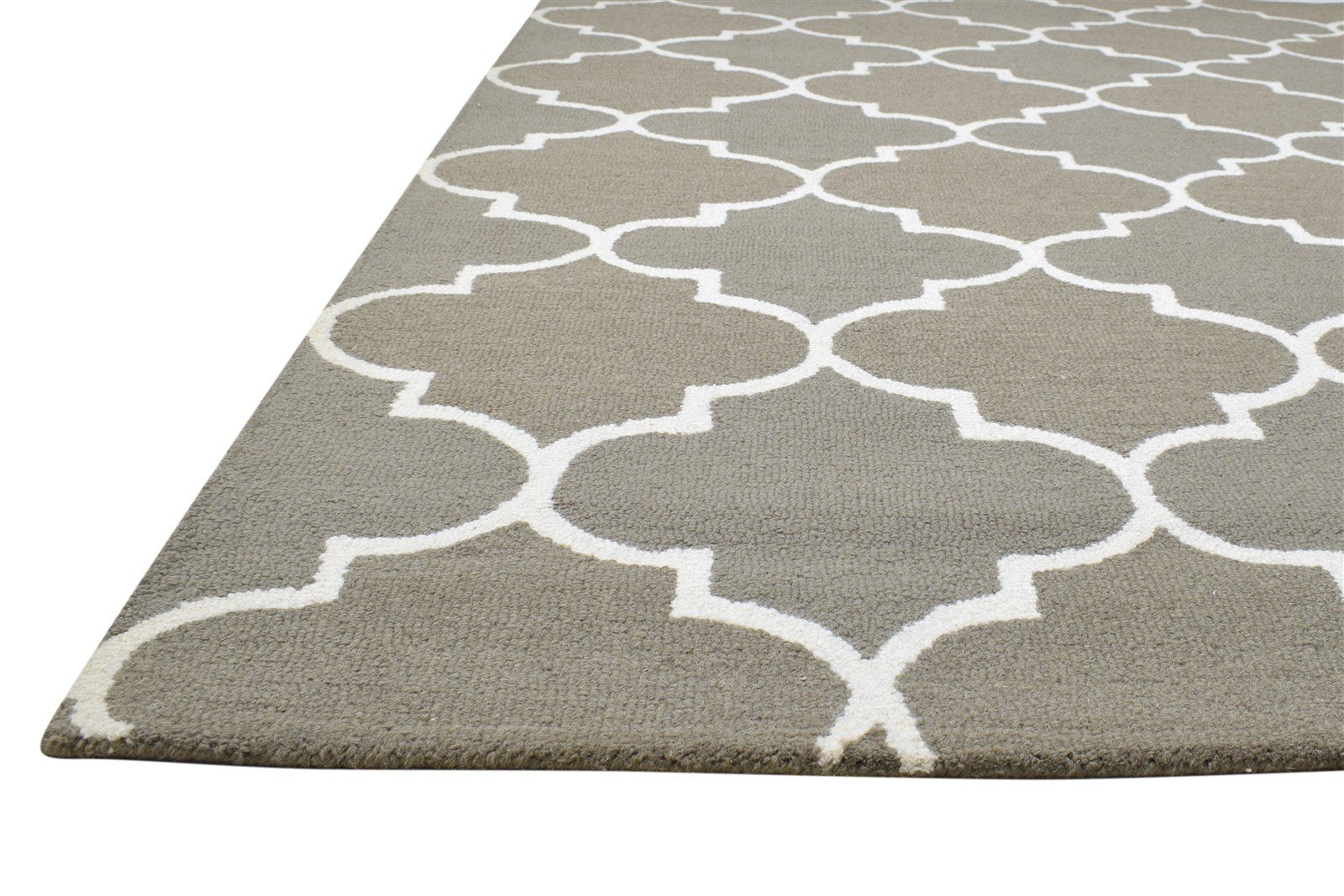 Hand Tufted Brown Wool Rug 5' X 8' Modern Moroccan Trellis Room Size Carpet 