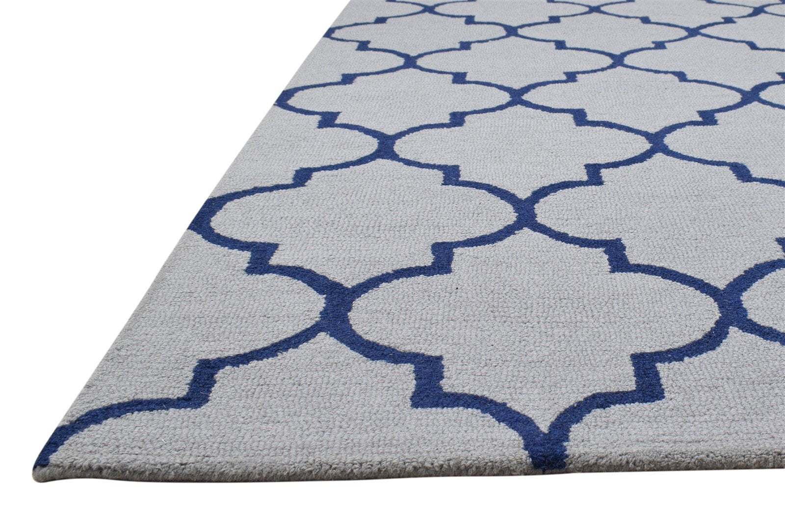 Grey Wool Rug 5' X 8' Modern Hand Tufted Moroccan Trellis Room Size Carpet 