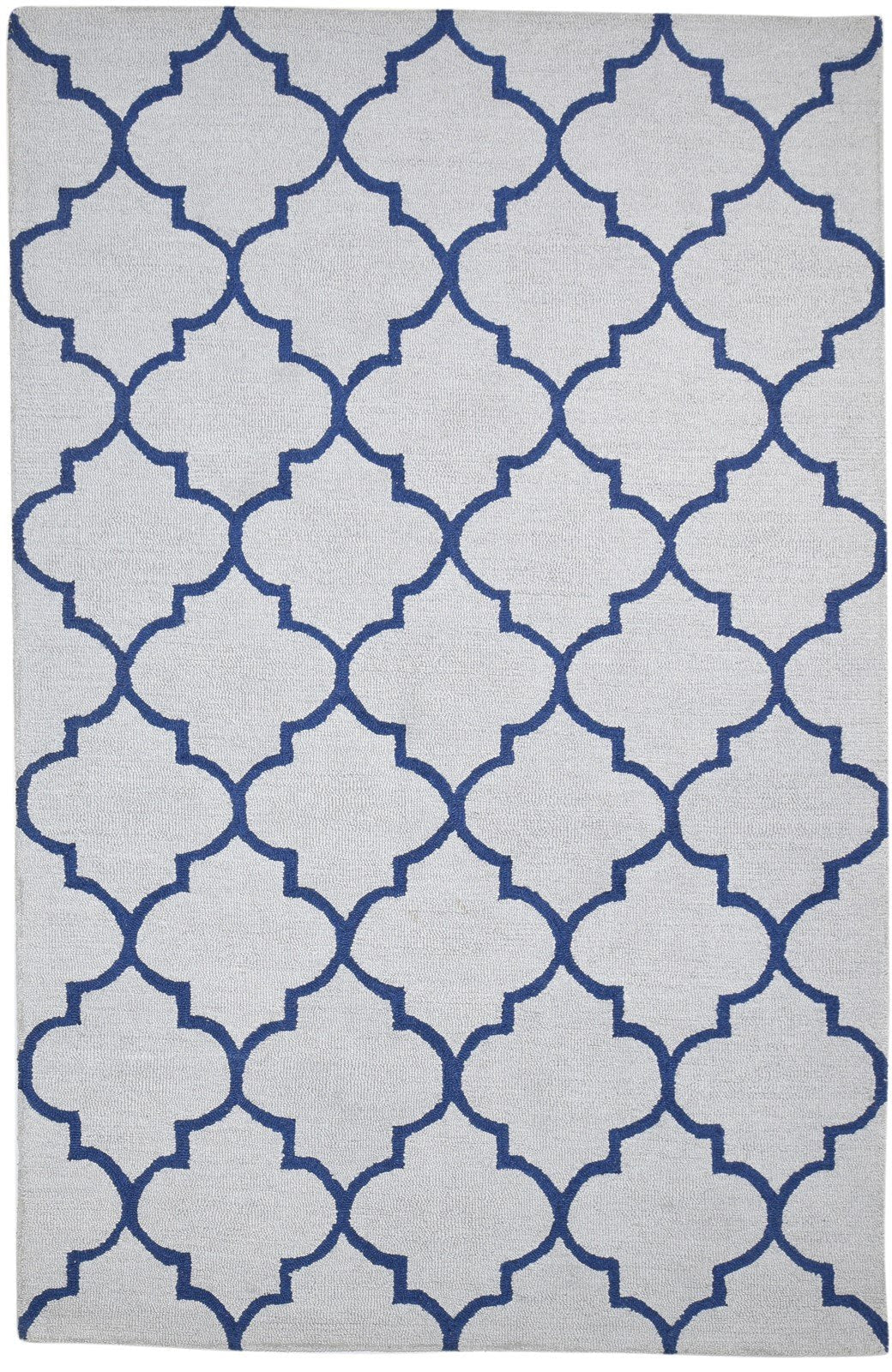 Grey Wool Rug 5' X 8' Modern Hand Tufted Moroccan Trellis Room Size Carpet 