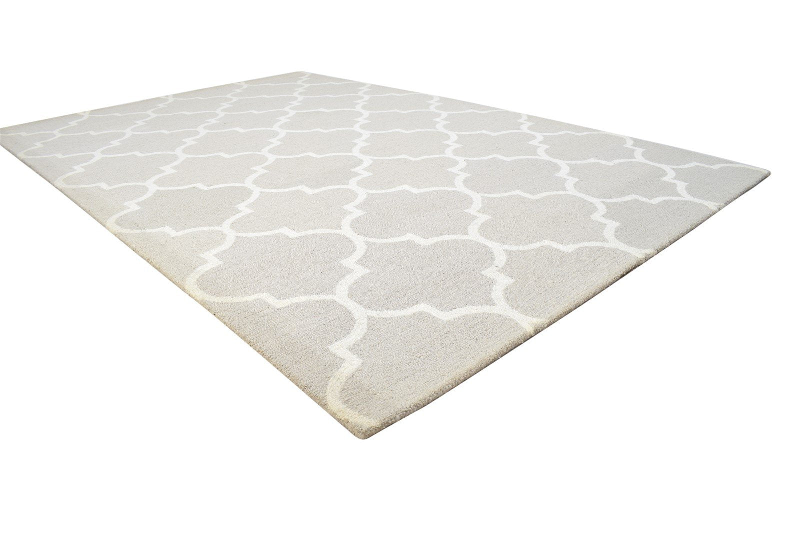 Wool Beige Rug 5' X 8' Modern Hand Tufted Moroccan Trellis Room Size Carpet 