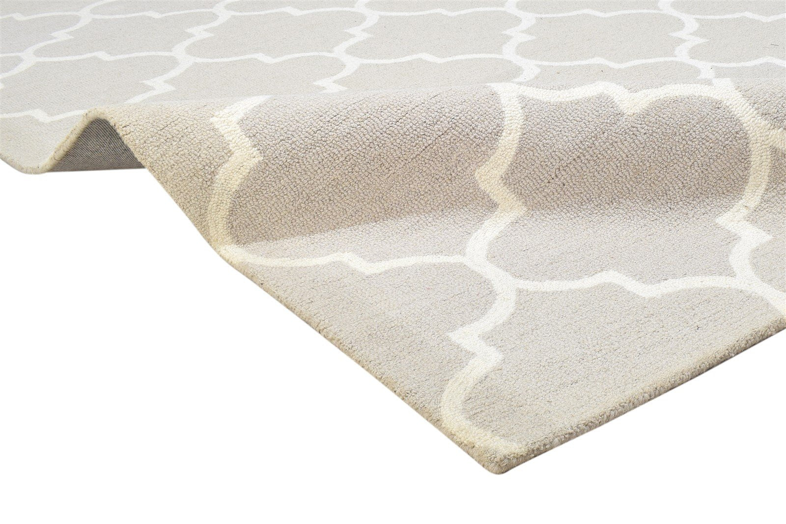 Wool Beige Rug 5' X 8' Modern Hand Tufted Moroccan Trellis Room Size Carpet 