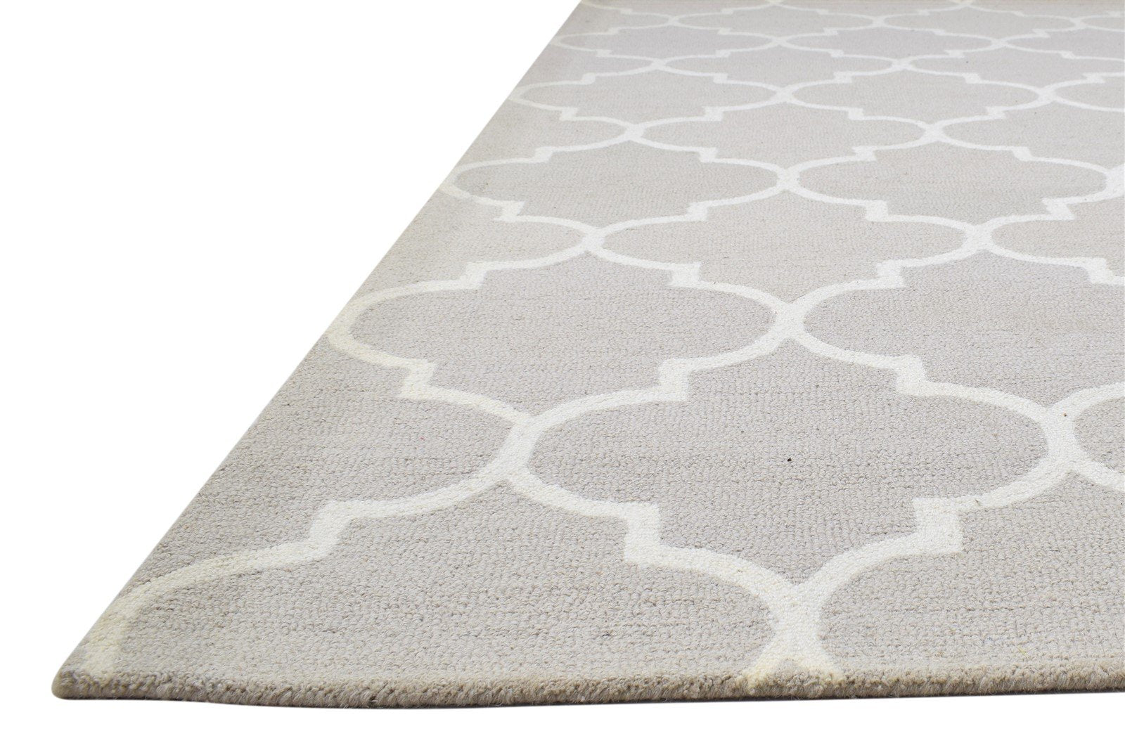 Wool Beige Rug 5' X 8' Modern Hand Tufted Moroccan Trellis Room Size Carpet 