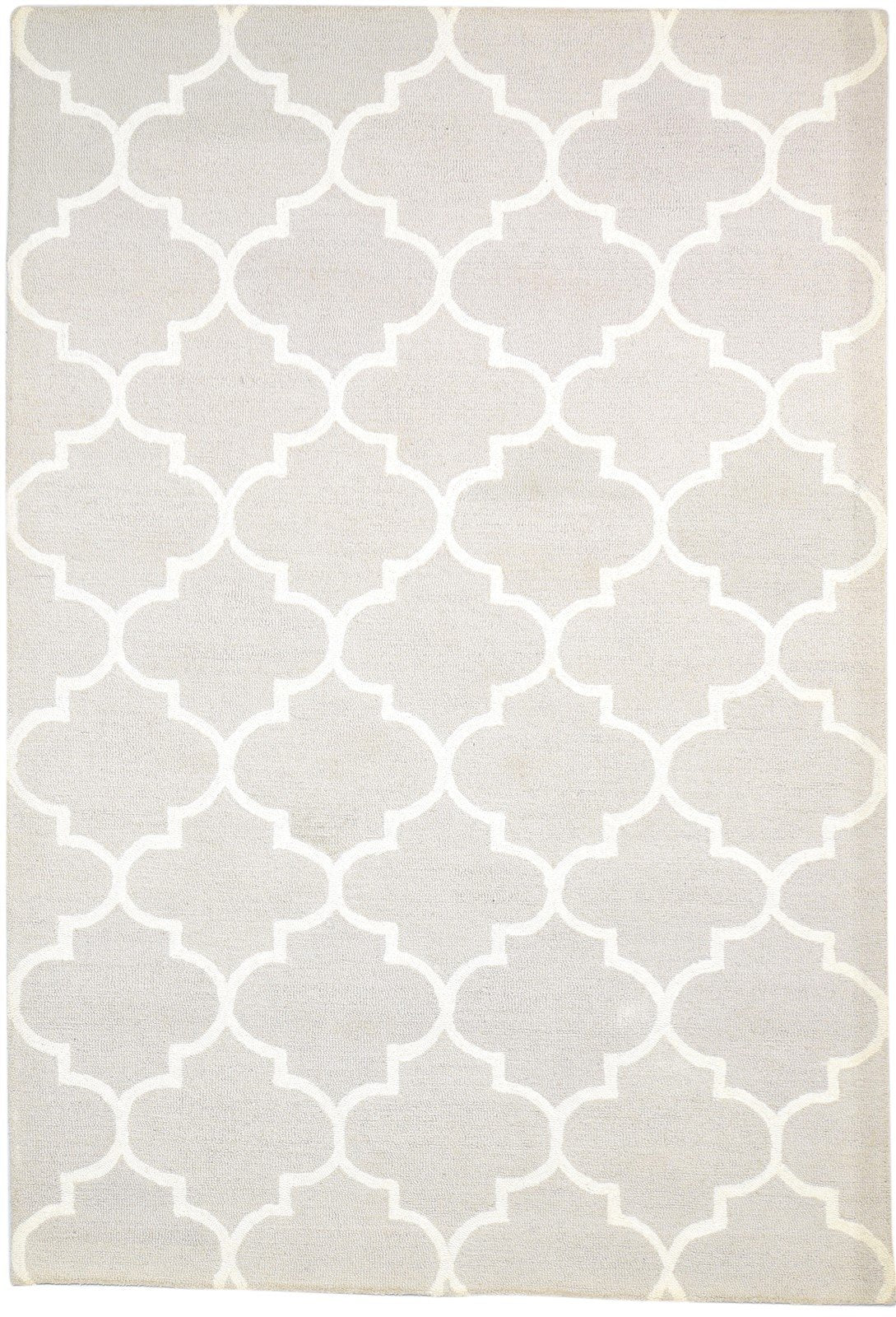 Wool Beige Rug 5' X 8' Modern Hand Tufted Moroccan Trellis Room Size Carpet 