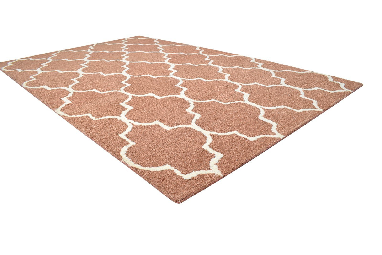 Hand Tufted Rust Wool Rug 5' X 8' Modern Moroccan Trellis Room Size Carpet 