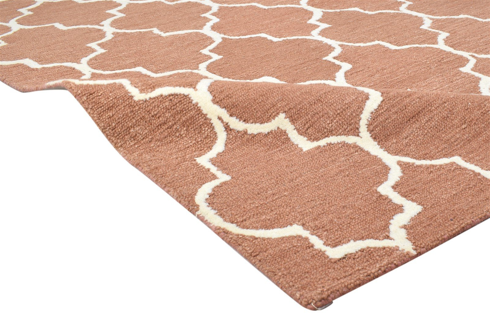 Hand Tufted Rust Wool Rug 5' X 8' Modern Moroccan Trellis Room Size Carpet 