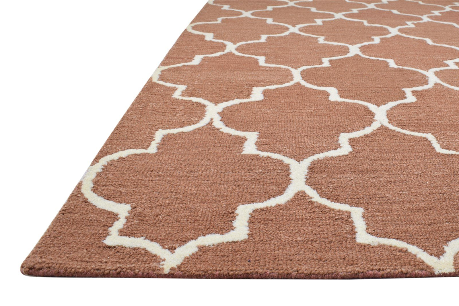 Hand Tufted Rust Wool Rug 5' X 8' Modern Moroccan Trellis Room Size Carpet 