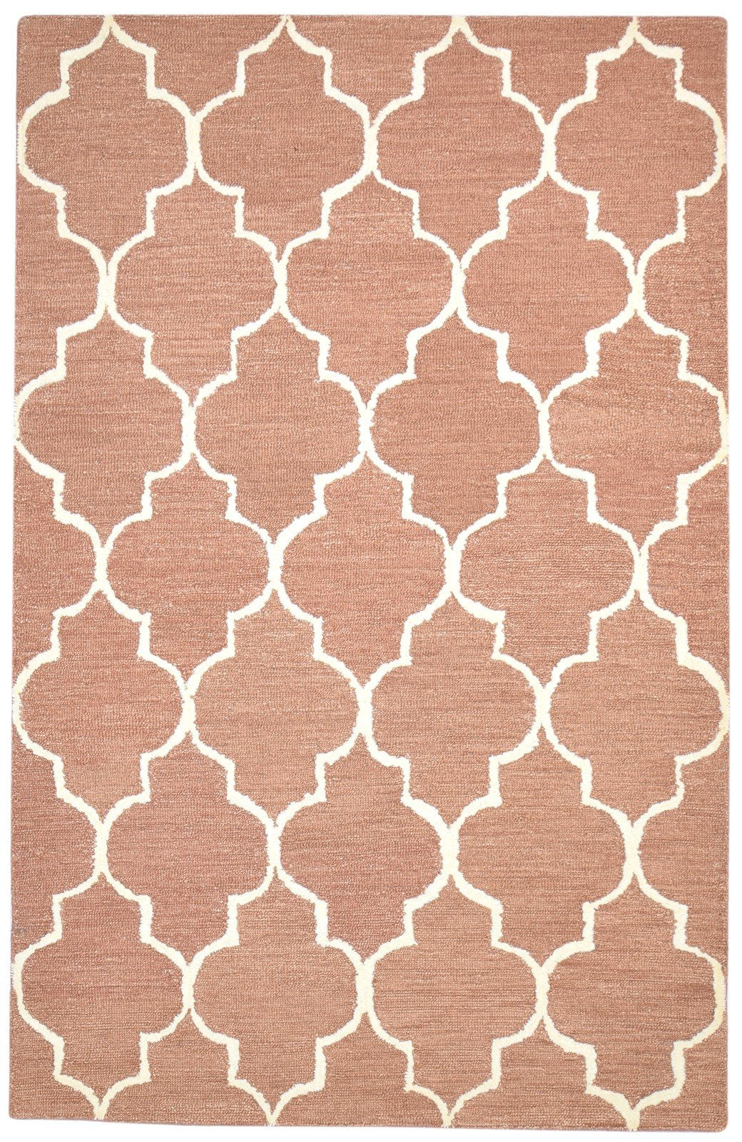 Hand Tufted Rust Wool Rug 5' X 8' Modern Moroccan Trellis Room Size Carpet 