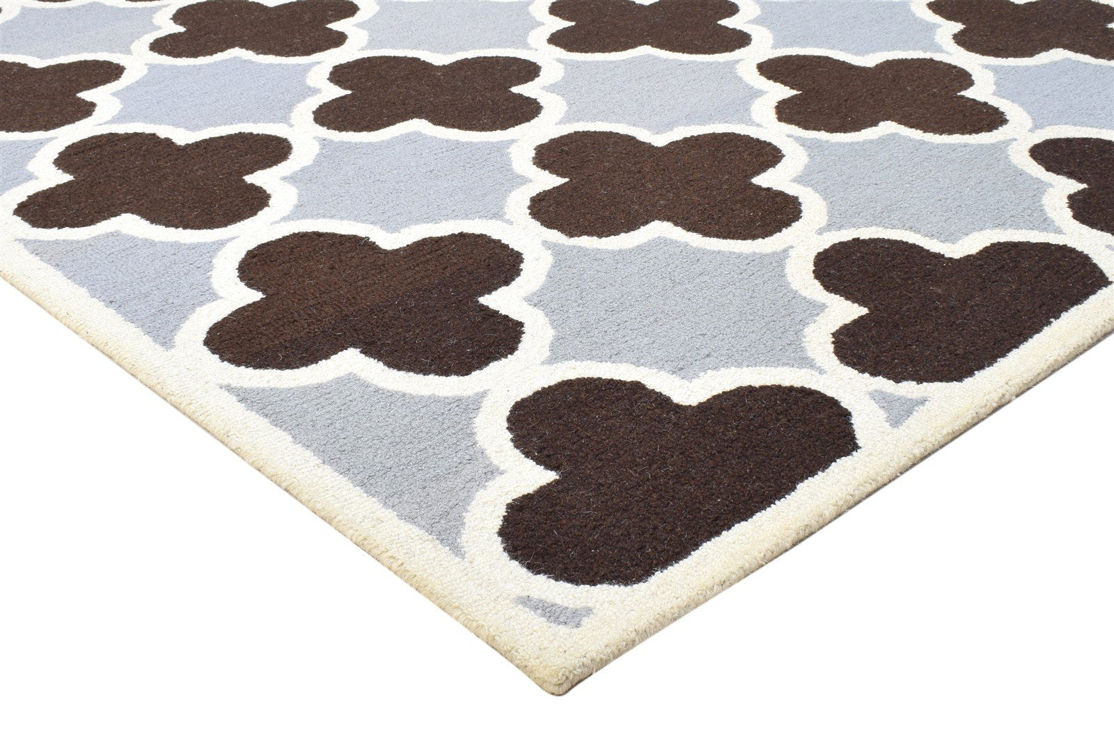 Brown Wool Rug 5' X 8' Modern Hand Tufted Moroccan Trellis Room Size Carpet 