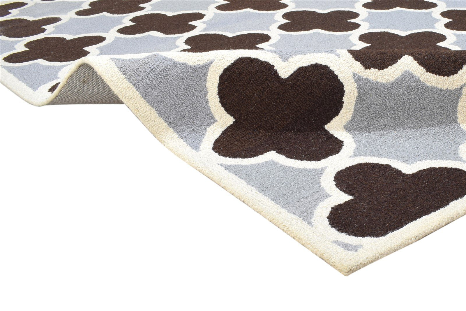 Brown Wool Rug 5' X 8' Modern Hand Tufted Moroccan Trellis Room Size Carpet 