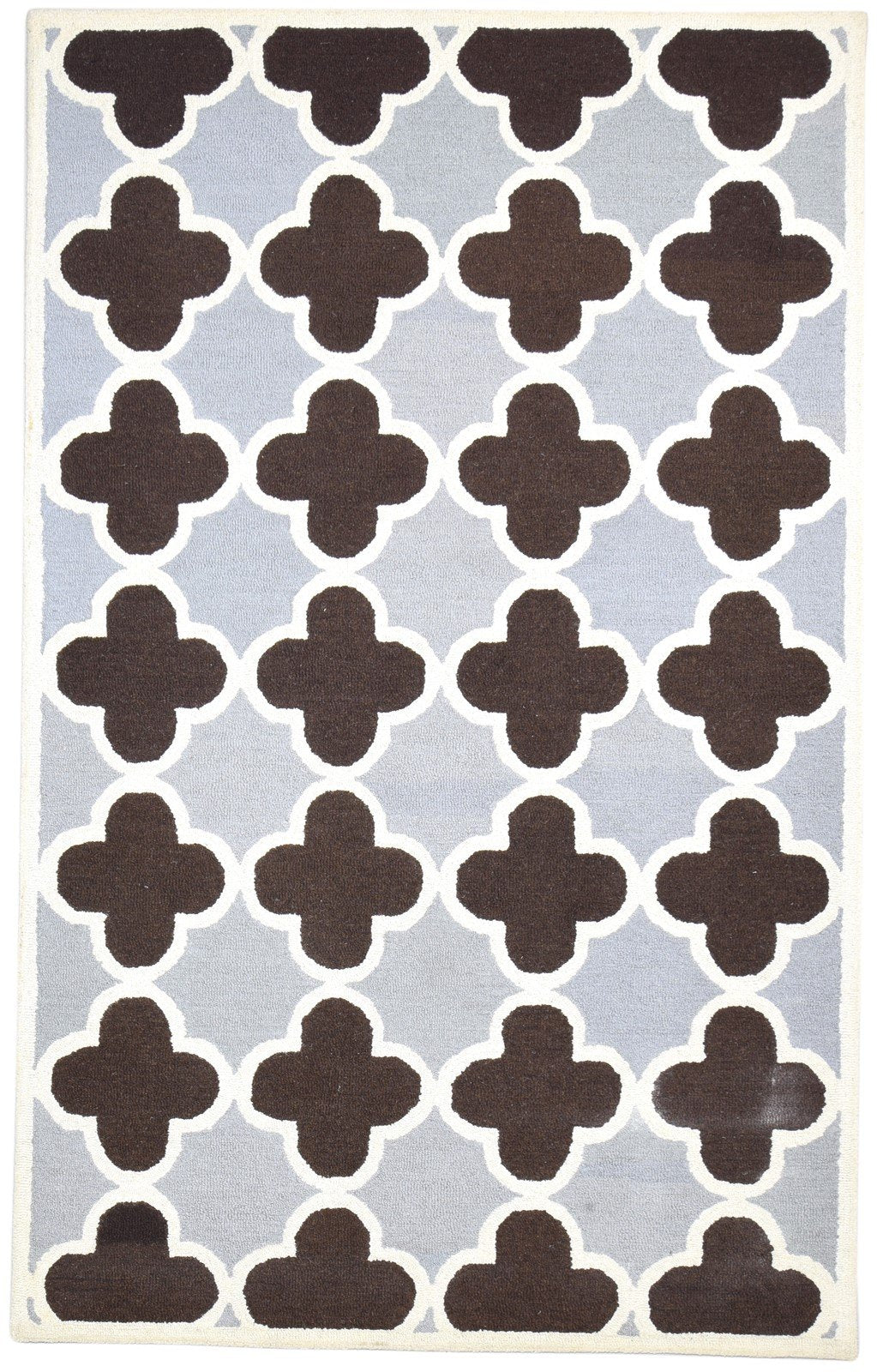 Brown Wool Rug 5' X 8' Modern Hand Tufted Moroccan Trellis Room Size Carpet 