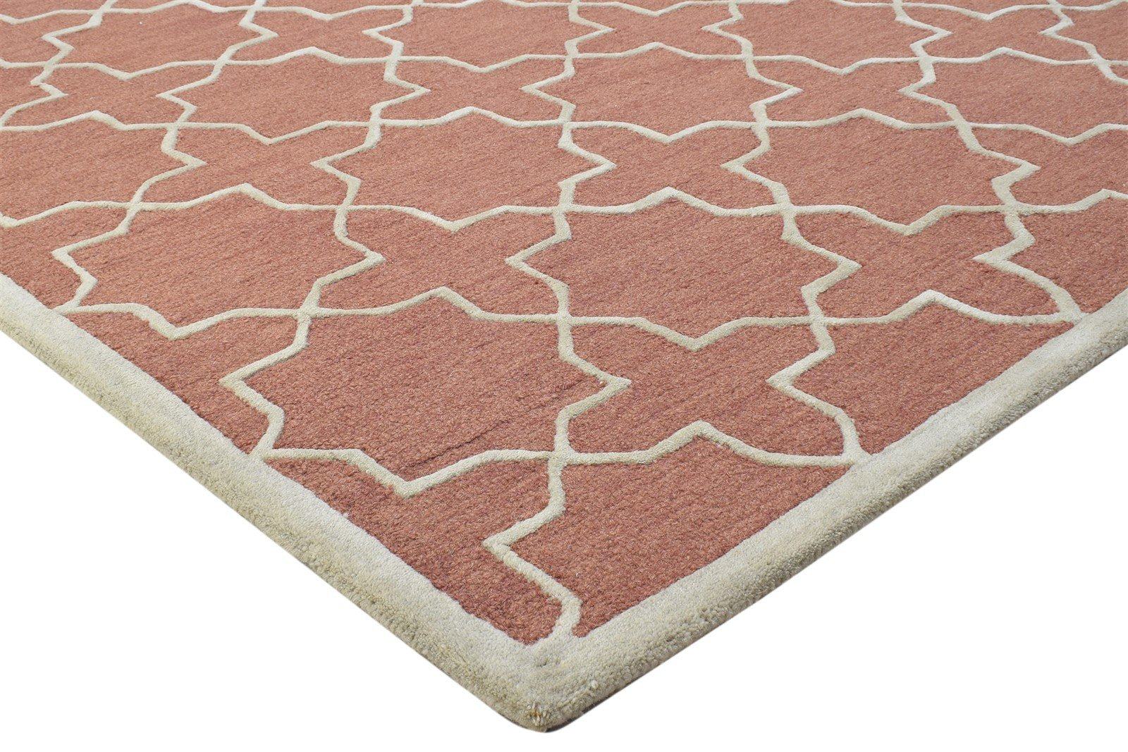 5' X 8' Rug Wool Rust Modern Hand Tufted Moroccan Trellis Room Size Carpet 