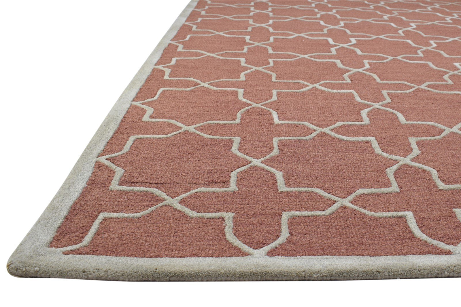 5' X 8' Rug Wool Rust Modern Hand Tufted Moroccan Trellis Room Size Carpet 