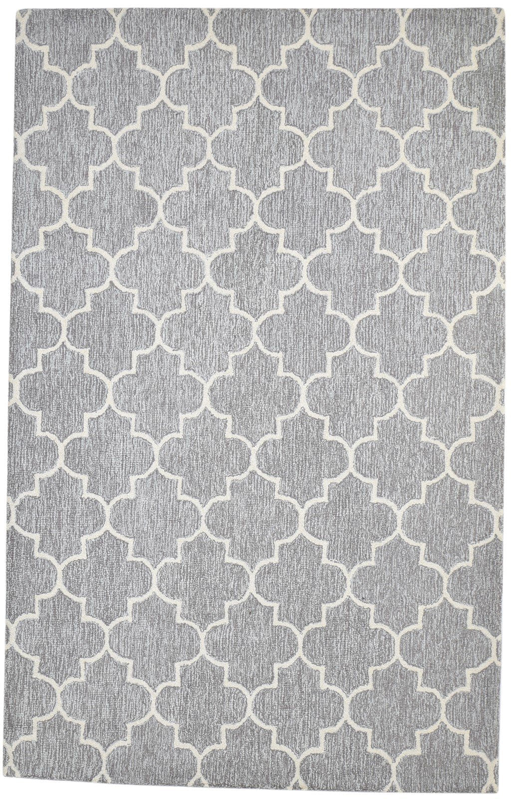 Dark Grey Wool Rug 5' X 8' Modern Hand Tufted Moroccan Trellis Room Size Carpet 