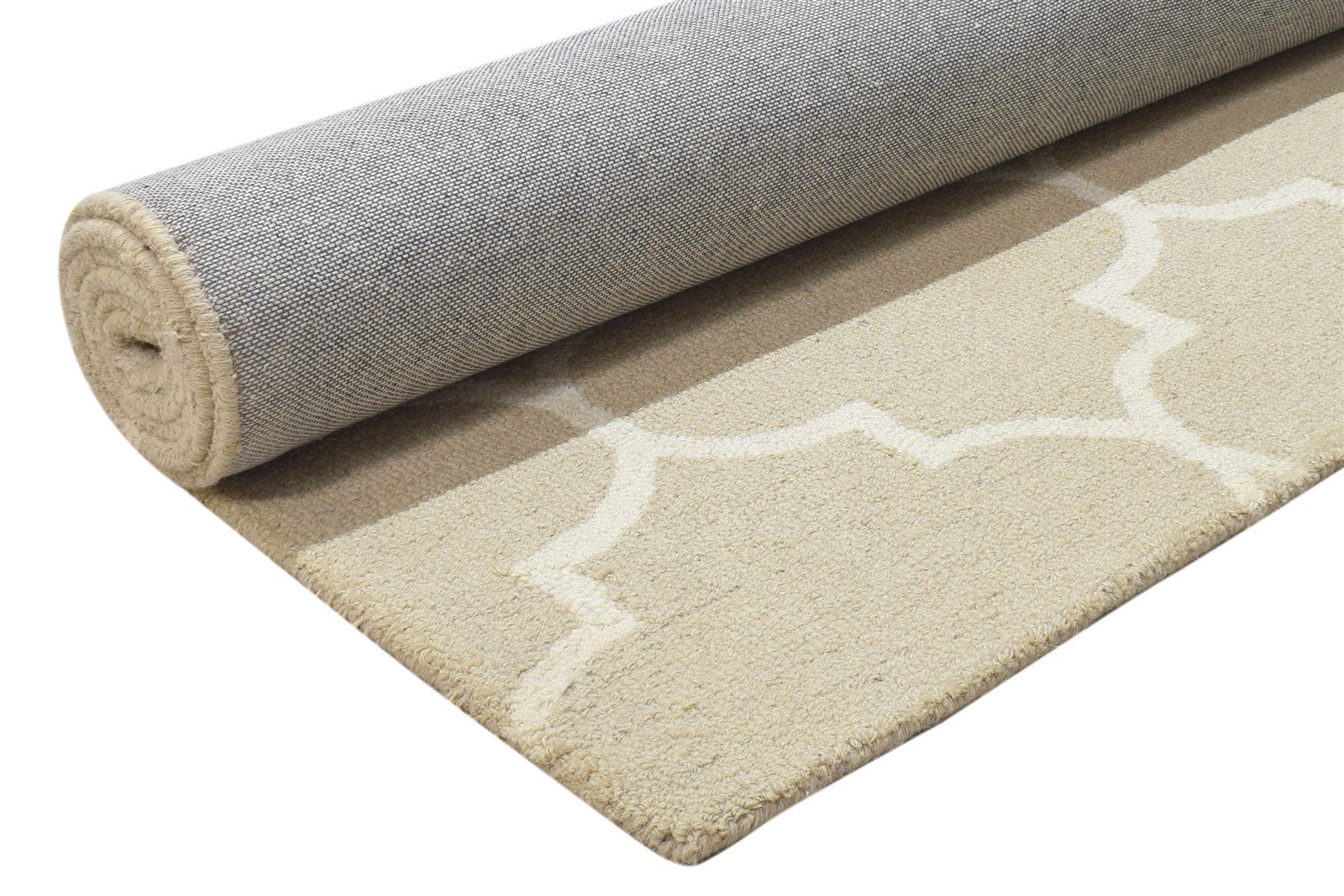 Wool Beige Rug 5' X 8' Modern Hand Tufted Moroccan Trellis Room Size Carpet 