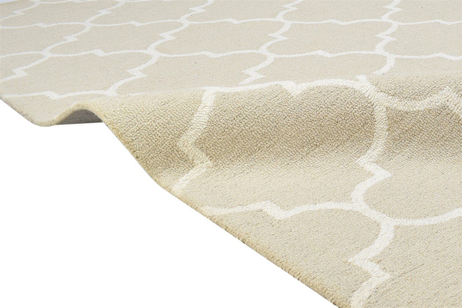 Wool Beige Rug 5' X 8' Modern Hand Tufted Moroccan Trellis Room Size Carpet 