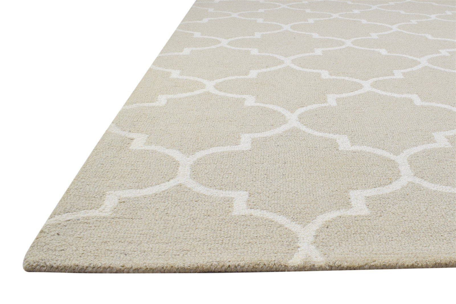 Wool Beige Rug 5' X 8' Modern Hand Tufted Moroccan Trellis Room Size Carpet 