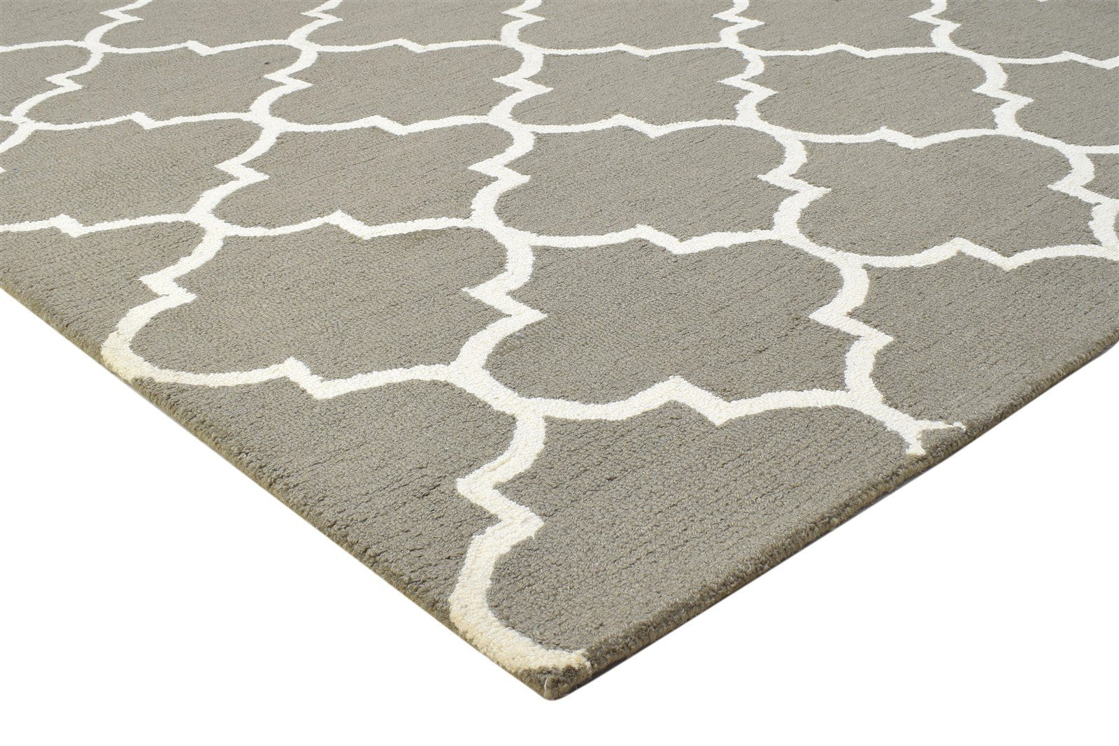 Hand Tufted Brown Wool Rug 5' X 8' Modern Moroccan Trellis Room Size Carpet 