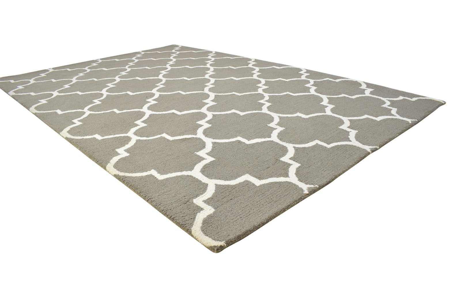 Hand Tufted Brown Wool Rug 5' X 8' Modern Moroccan Trellis Room Size Carpet 