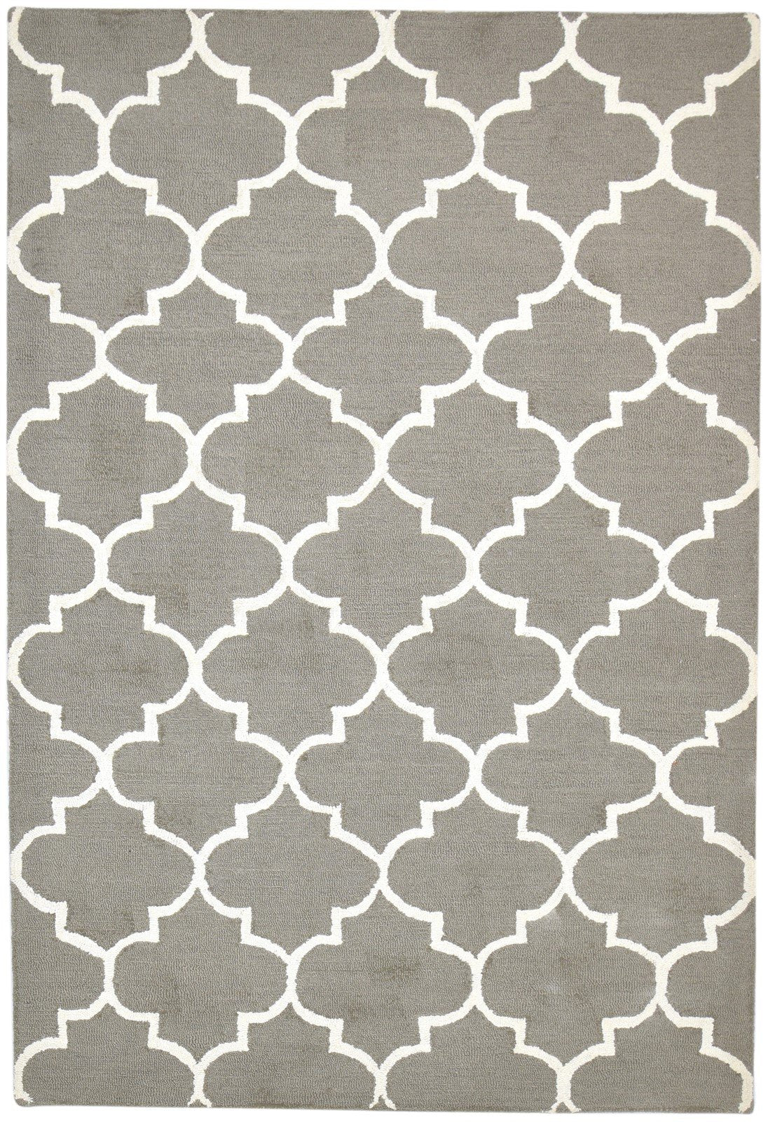 Hand Tufted Brown Wool Rug 5' X 8' Modern Moroccan Trellis Room Size Carpet 