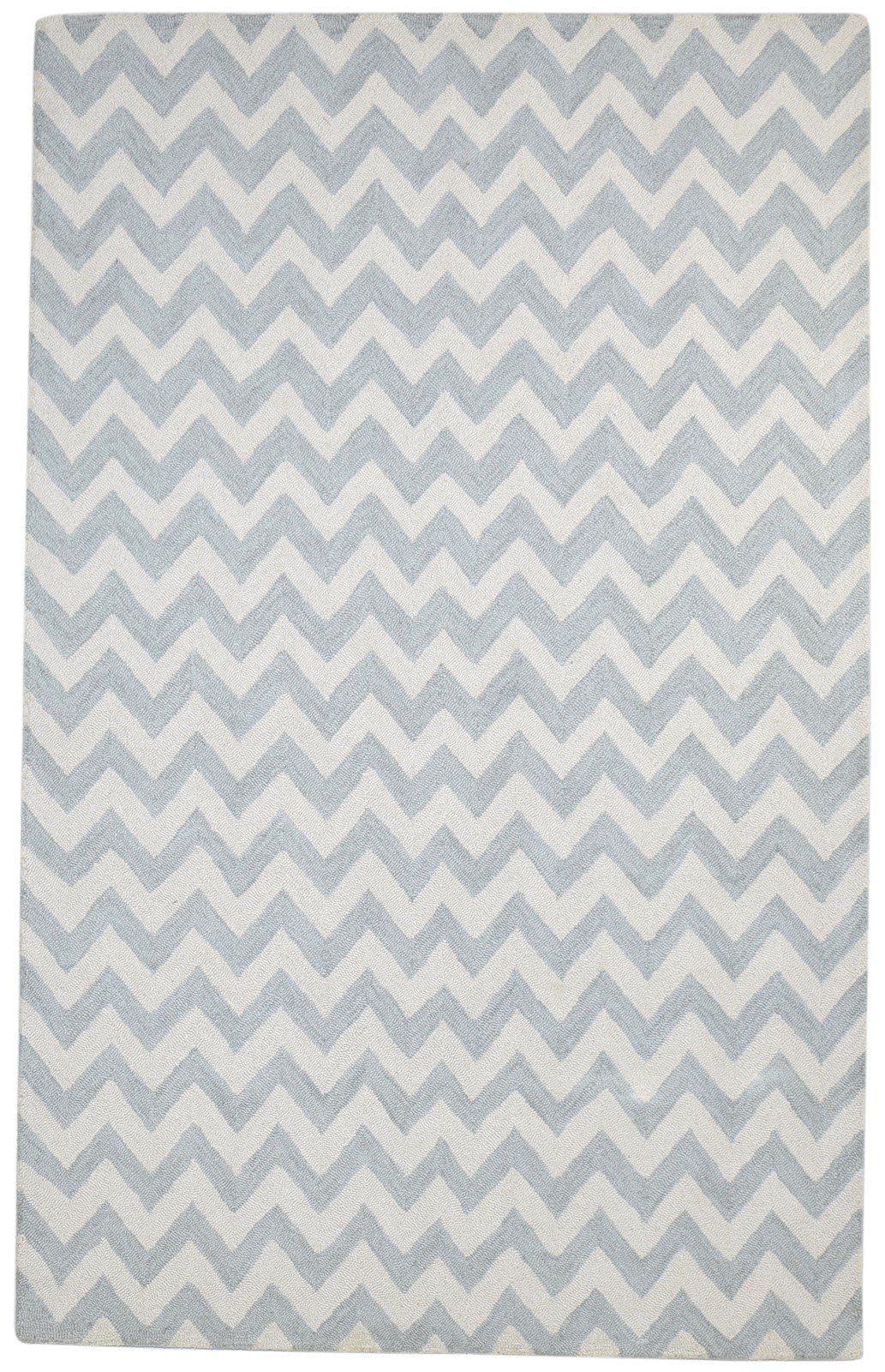 Grey Wool Rug 5' X 8' Modern Hand Tufted Scandinavian Chevron Room Size Carpet 