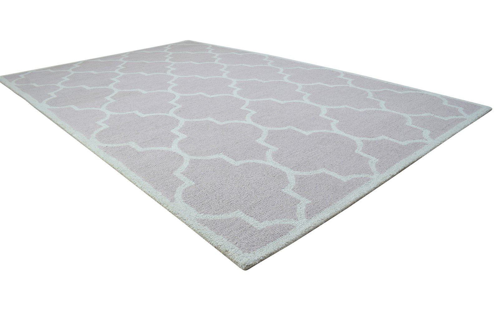 Hand Tufted Pink Wool Rug 5' X 8' Modern Moroccan Trellis Room Size Carpet 