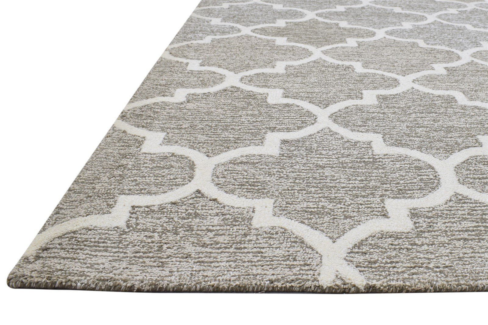 Grey Wool Rug 5' X 8' Modern Hand Tufted Moroccan Trellis Room Size Carpet 