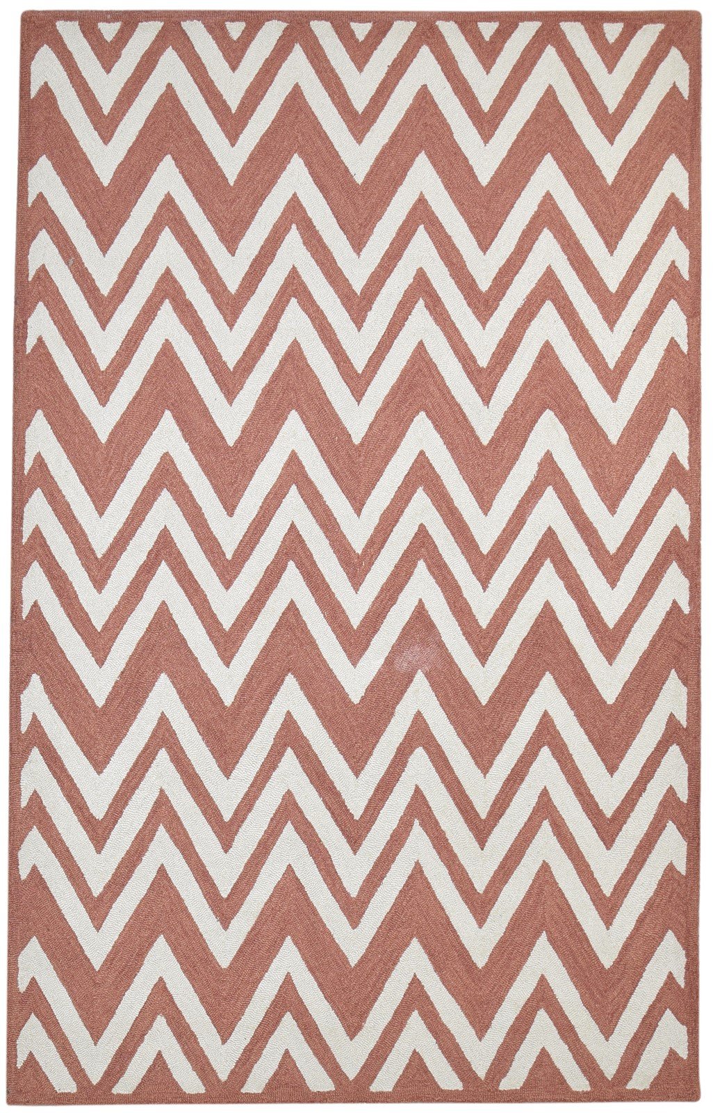 5' X 8' Rug Wool Rust Modern Hand Tufted Scandinavian Chevron Room Size Carpet 