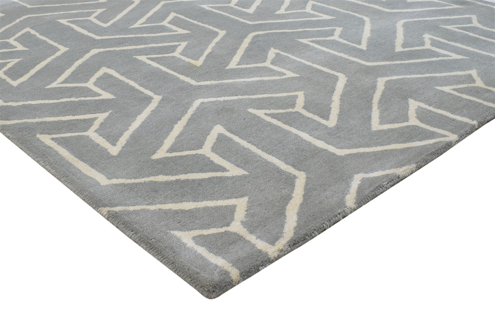 Hand Tufted Dark Grey Wool Rug 5' X 8' Modern Indian Arrow Room Size Carpet 