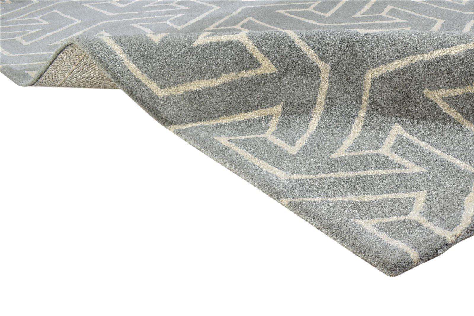 Hand Tufted Dark Grey Wool Rug 5' X 8' Modern Indian Arrow Room Size Carpet 