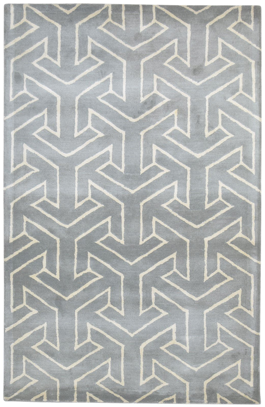 Hand Tufted Dark Grey Wool Rug 5' X 8' Modern Indian Arrow Room Size Carpet 